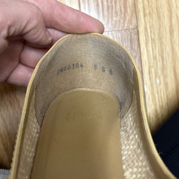 STUART WEITZMAN AUTH $399 Women's Beige Woven Leather Open Toe‎ Wedge Size 8 - Picture 8 of 10